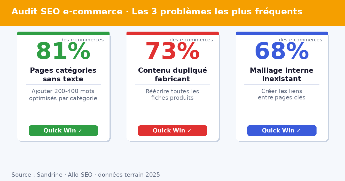 Audit SEO e-commerce : les 3 problèmes les plus fréquents selon Sandrine, Allo-SEO