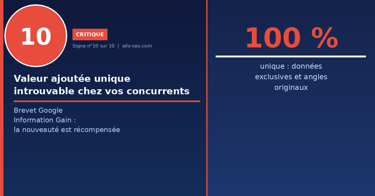 signe 10 : valeur ajoutée unique introuvable chez les concurrents - optimisation de contenu SEO