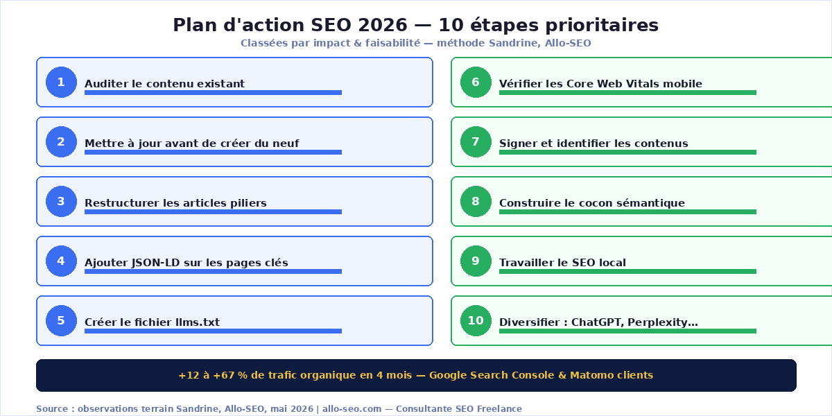 Plan d'action SEO 2026 – checklist 10 étapes pour adapter sa stratégie de référencement