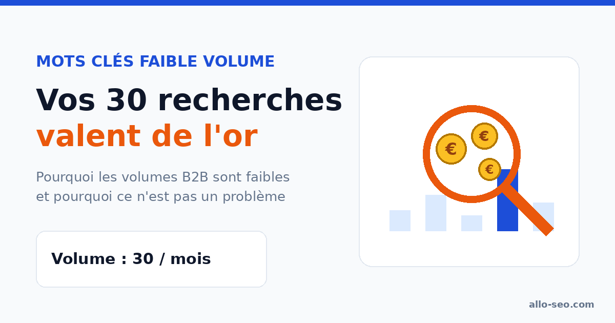 Mots-clés à faible volume en B2B : une loupe révèle la valeur de 30 recherches par mois