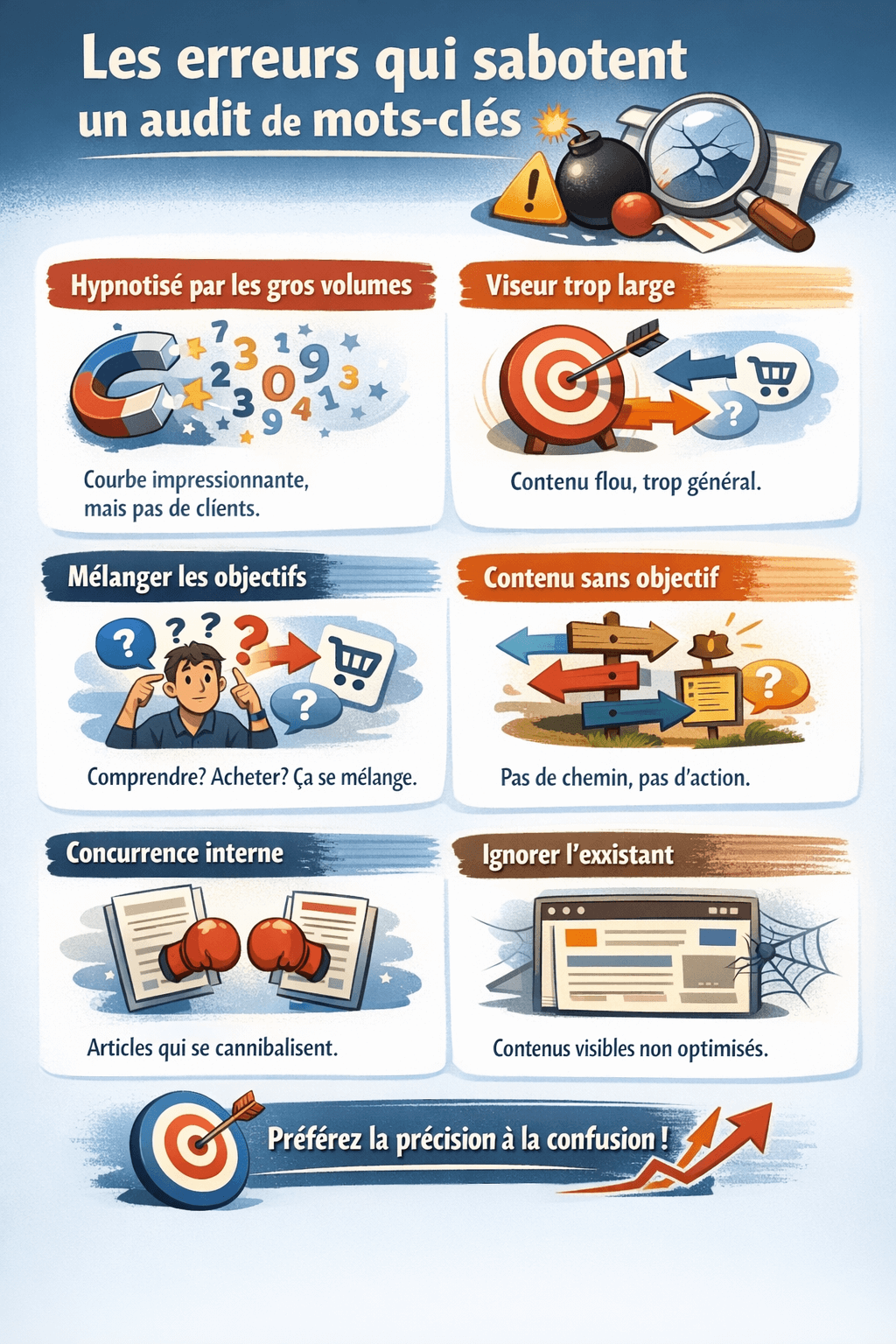 les erreurs à ne pas faire lors d'une analyse mots-clés audit