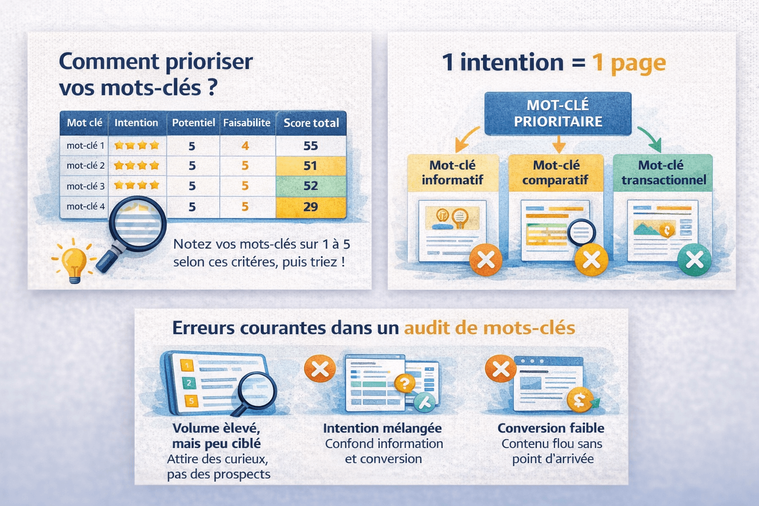 étude de mots-clés SEO : méthode pour prioriser les requêtes selon l’intention, le potentiel et la valeur business
