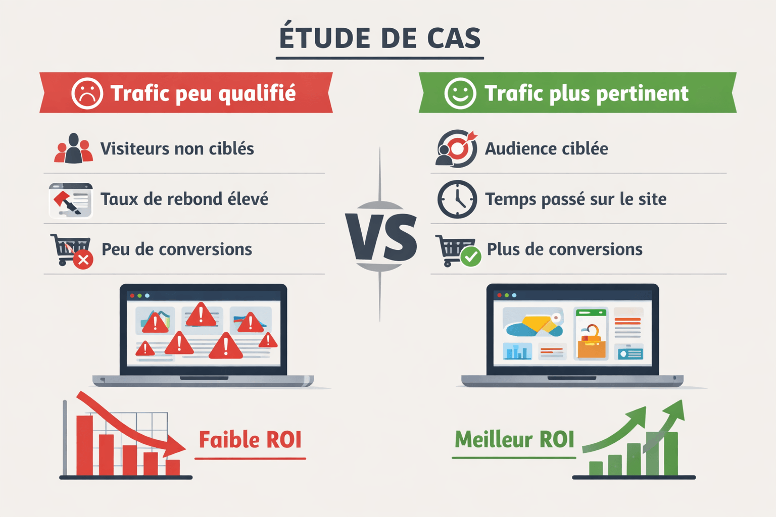 Une étude de cas pour une rédactrice seo avant et après. Trafic qualifié vs trafic plus pertinent