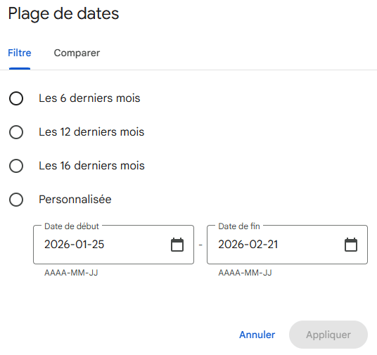 les plages horaires pour vérifier vos statistiques dans la SCG