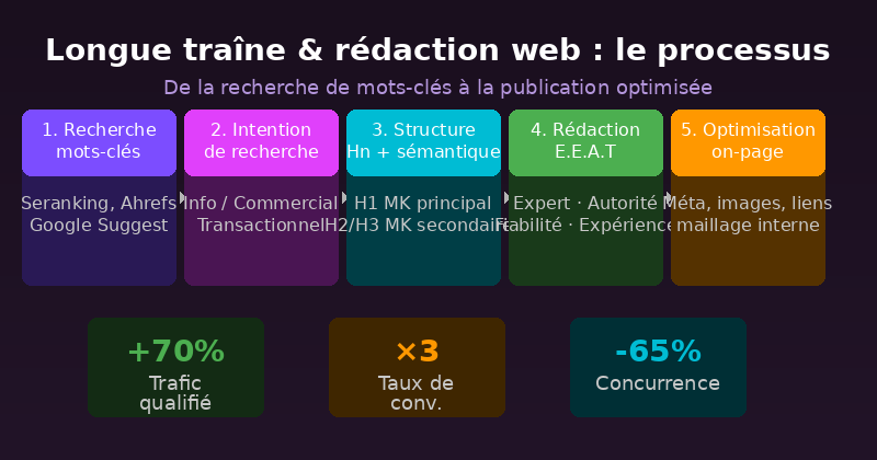 De la recherche de mots-clés à la publication : le processus complet de rédaction SEO longue traîne